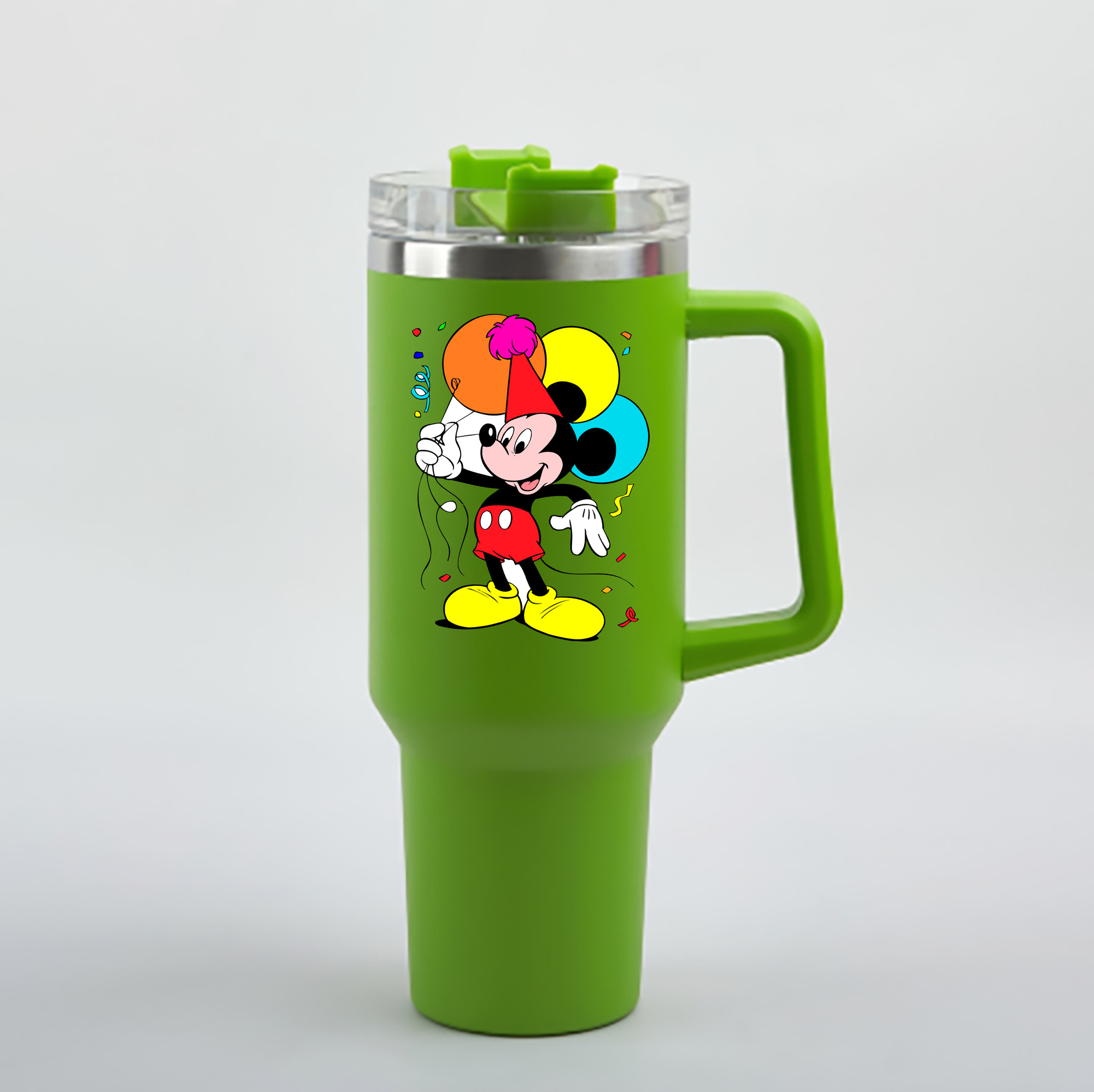 （画像用） ミッキーマウス Mickey Mouse 1200mL車用タンブラー - クリスタルステッカー（プラスチックストロー付き）